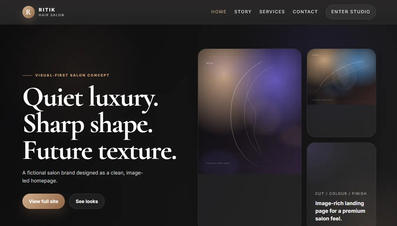 Preview of the Ritik Hair Salon demo website